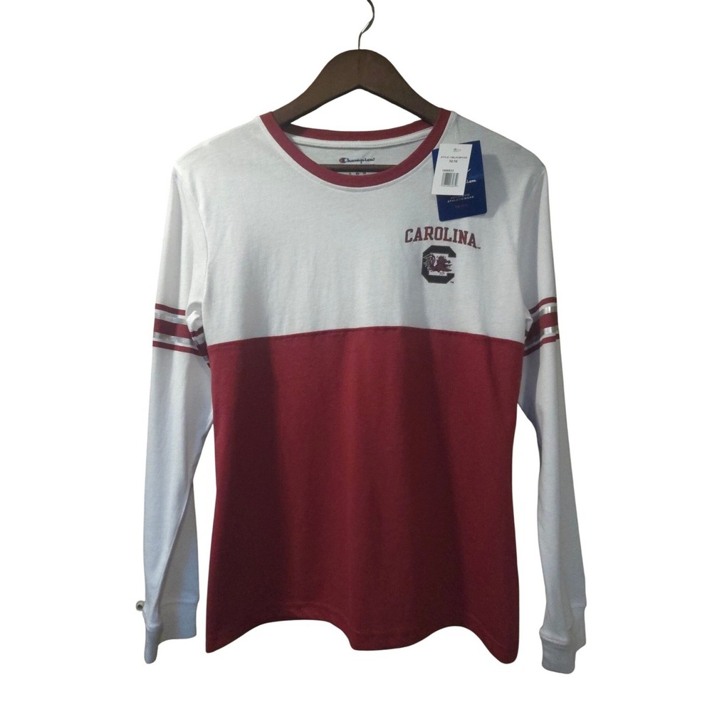 Champion South Carolina‎ Gamecocks Long Sleeve T-Shirt Garnet White Medium NEW